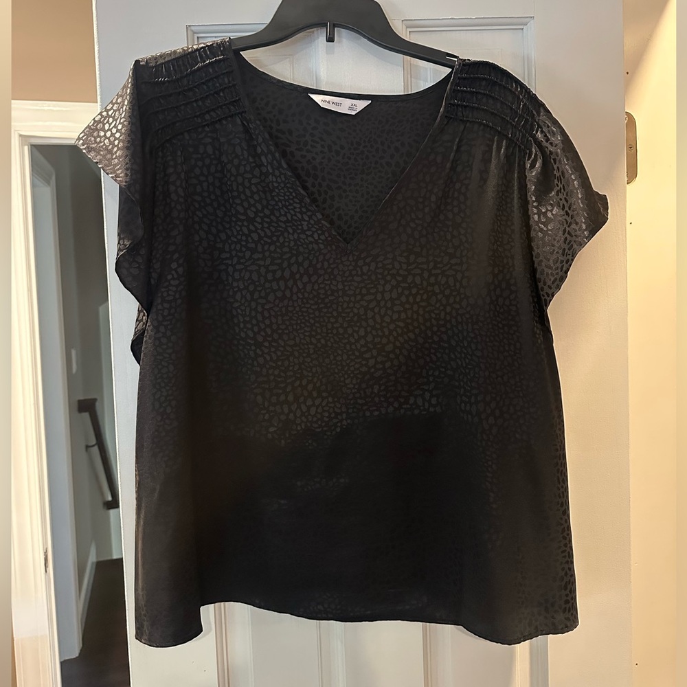 Nine West Black Textured Blouse